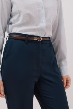 Cortefiel Pantalón de vestir con cinturón Azul marino Best