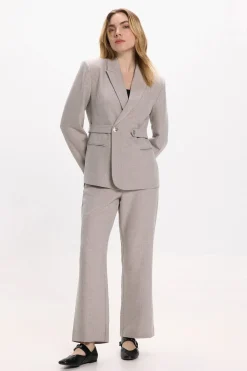 Vila Pantalón de vestir con viscosa Gris Discount