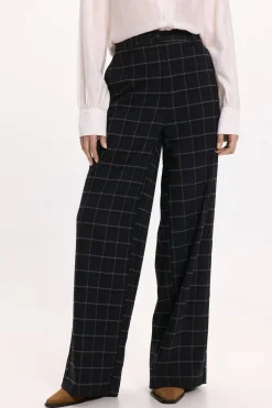 Vila Pantalón de vestir de cuadros con viscosa Negro New