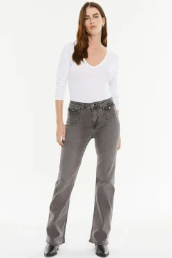 System Action Pantalón denim bolsillos plastrón negro