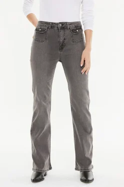 System Action Pantalón denim bolsillos plastrón negro