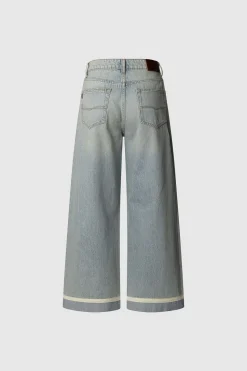 Pepe Jeans Pantalón denim wide leg con detalle en el bajo azul Online