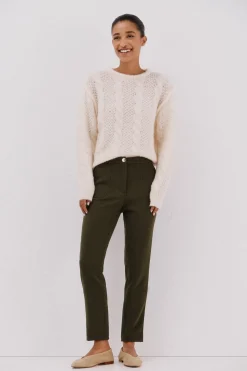 Cortefiel Pantalón elástico confort Kaki Clearance