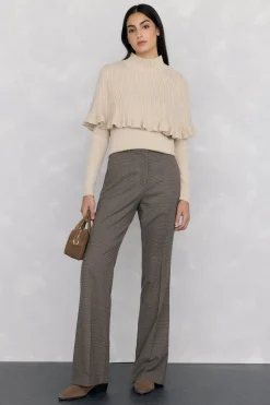 Pedro del Hierro Pantalón flare Marr&oacute;n Hot