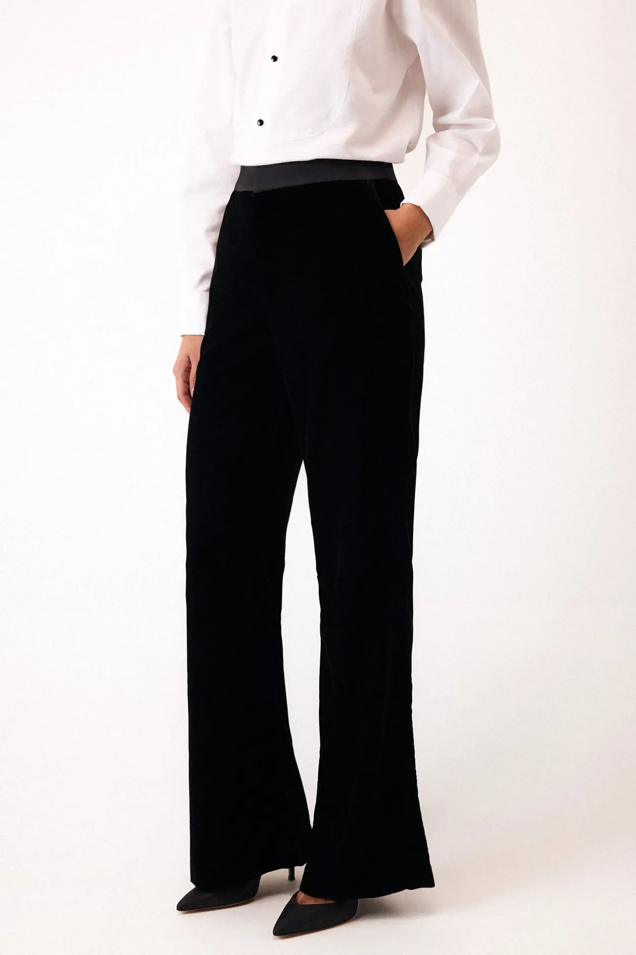 Pedro del Hierro Pantalón flare combinado Negro Hot