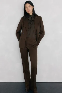 Pedro del Hierro Pantalón flare traje Marr&oacute;n Hot