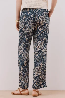 Cortefiel Pantalón fluído estampado Estampado azul Discount