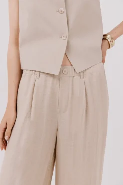 Cortefiel Pantalón fluido ancho Beige New