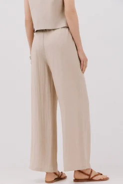 Cortefiel Pantalón fluido ancho Beige New