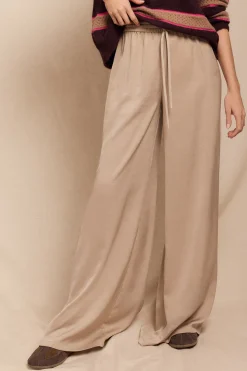 Slowlove Pantalón fluido satinado Beige Sale