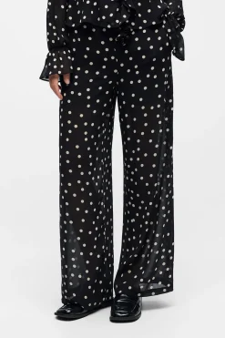 Object Pantalón gasa estampado Negro Sale