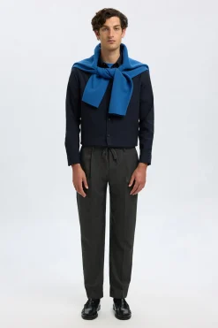 Selected Pantalón informal con pinza Gris oscuro Discount