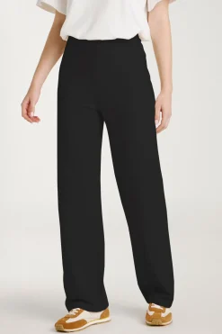 Vila Pantalón largo de punto con viscosa Negro Discount