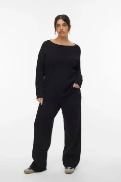 Vero Moda Curve Pantalón largo de punto talla grande Negro Clearance