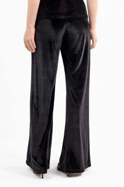 Gisela Pantalón largo de terciopelo elástico con diseño elegante negro Online
