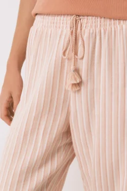 Women'secret Pantalón largo franela rayas naranja Sale