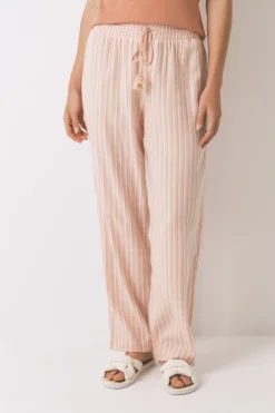 Women'secret Pantalón largo franela rayas naranja Sale