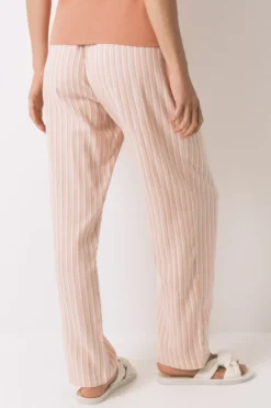 Women'secret Pantalón largo franela rayas naranja Sale