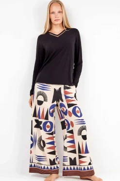 Gisela Pantalón largo motivos geométricos blanco Online