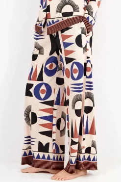 Gisela Pantalón largo motivos geométricos blanco Online