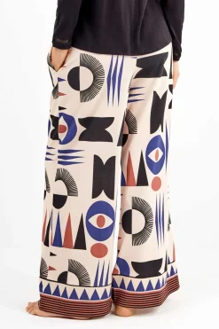 Gisela Pantalón largo motivos geométricos blanco Online