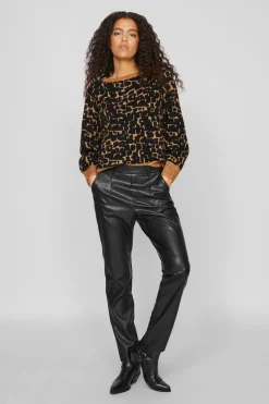 Vila Pantalón largo polipiel Negro New