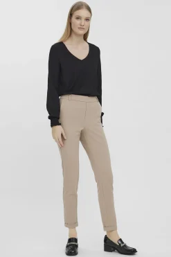 Vero Moda Pantalón largo recto de mujer Marr&oacute;n Best