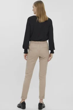 Vero Moda Pantalón largo recto de mujer Marr&oacute;n Best