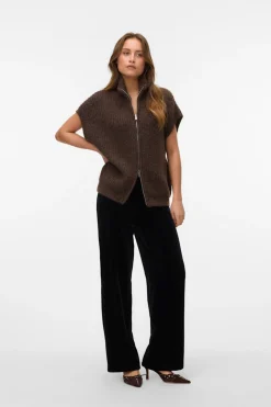 Vero Moda Pantalón largo terciopelo Negro Clearance