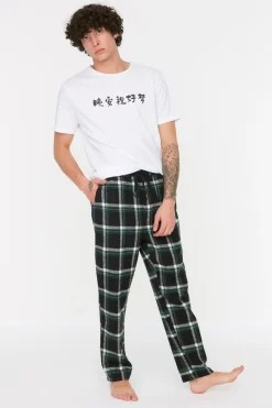 Trendyol Pantalón pijama largo unisex cuadros estampado Sale