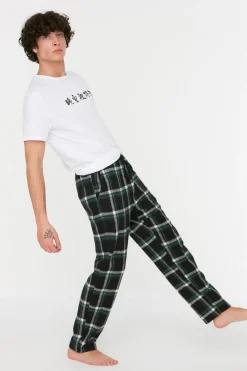 Trendyol Pantalón pijama largo unisex cuadros estampado Sale