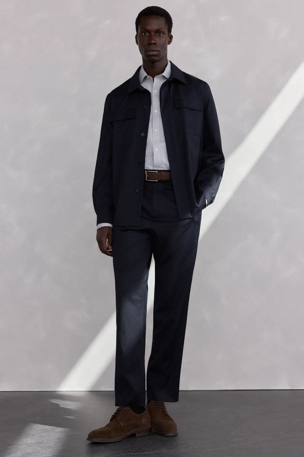 Pedro del Hierro Pantalón pinzas lana Azul Clearance