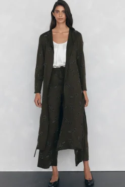 Pedro del Hierro Pantalón recto bordado Marr&oacute;n Discount