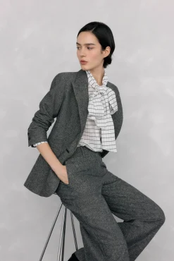 Pedro del Hierro Pantalón recto cheviot Gris