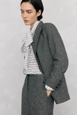 Pedro del Hierro Pantalón recto cheviot Gris