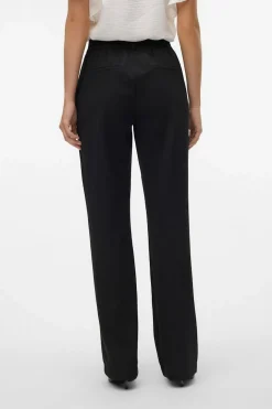 Vero Moda Pantalón recto con cintura elástica Negro Hot