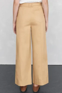 Pedro del Hierro Pantalón recto con detalle de costuras Amarillo Discount
