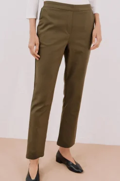 Cortefiel Pantalón recto con goma en la espalda Kaki