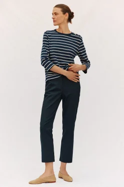 Cortefiel Pantalón recto con goma en la espalda Azul marino Sale