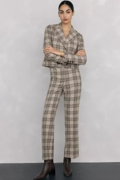 Pedro del Hierro Pantalón recto de cuadros Marr&oacute;n Best