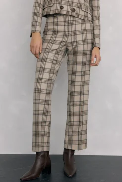 Pedro del Hierro Pantalón recto de cuadros Marr&oacute;n Best