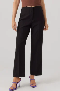 Vero Moda Pantalón recto de mujer de talle alto Negro Clearance