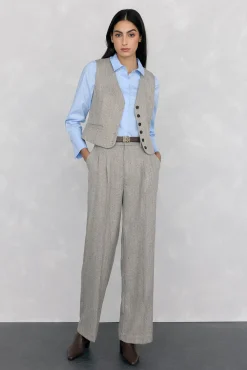 Pedro del Hierro Pantalón recto textura espiga Gris Sale