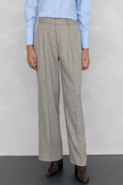 Pedro del Hierro Pantalón recto textura espiga Gris Sale