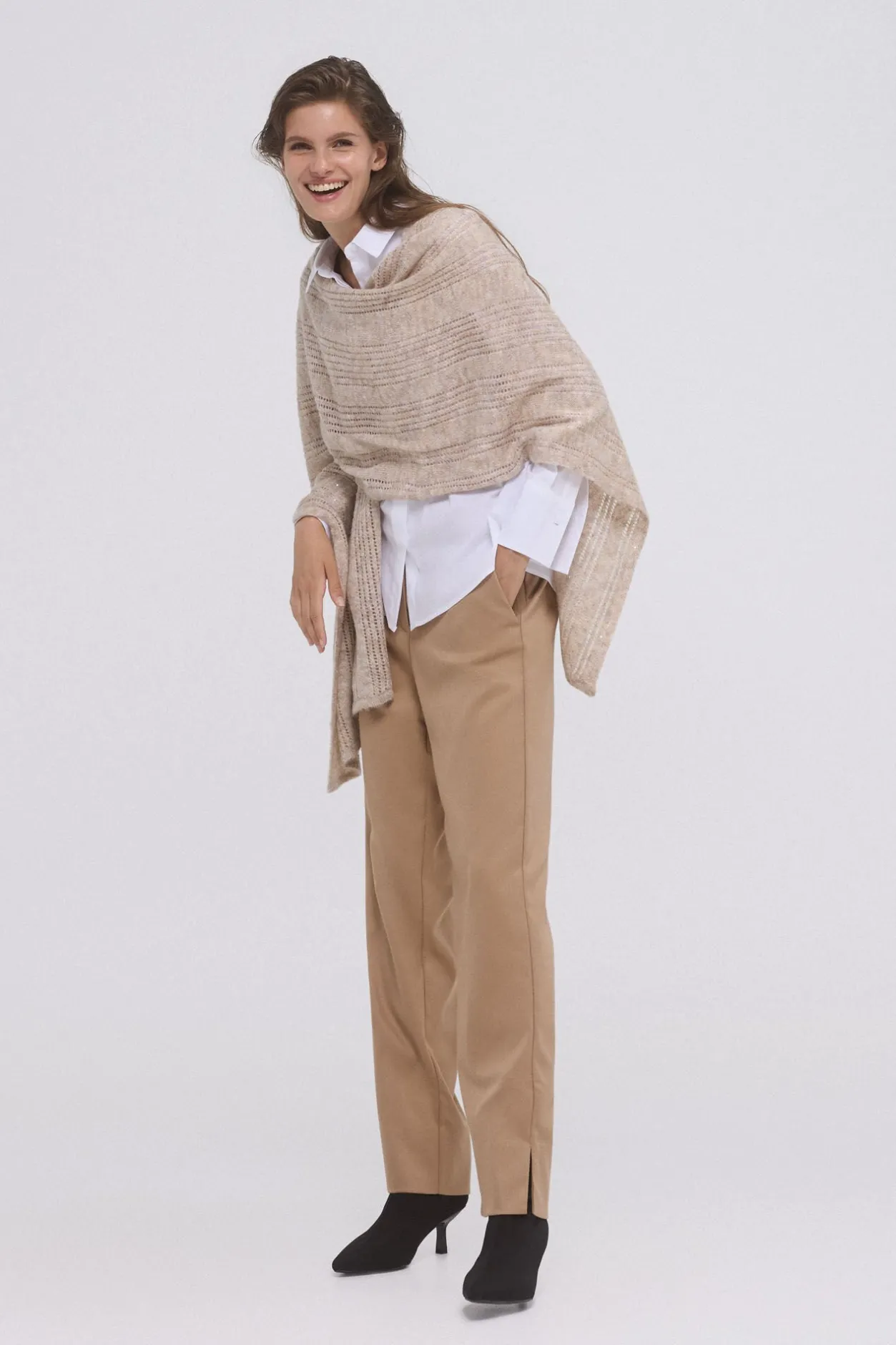 Pedro del Hierro Pantalón recto trabilla Beige Discount