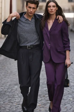 Pedro del Hierro Pantalón recto traje Morado