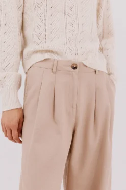 Cortefiel Pantalón sarga lavada Beige Discount