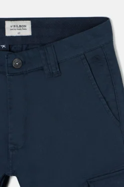 Silbon Pantalón sport cargo casual Azul marino New