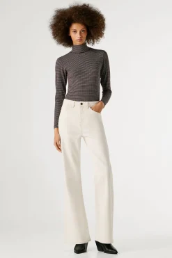 Pepe Jeans Pantalón vaquero acampanado tiro alto marfil Outlet