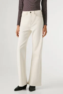 Pepe Jeans Pantalón vaquero acampanado tiro alto marfil Outlet